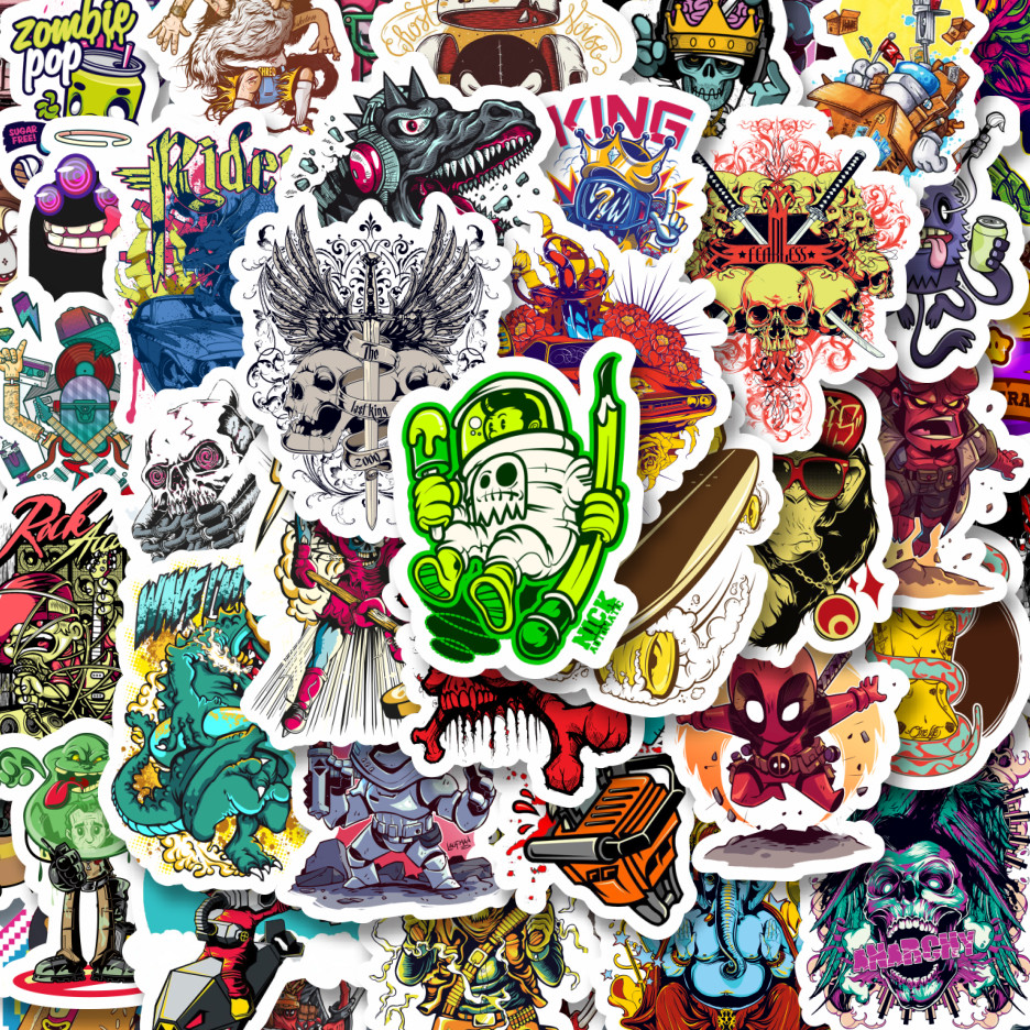 

100PCS Lucu Stiker Grafiti Retro Art Character 2 Stiker Aesthetic Stiker Anti Air Stikers Berperekat Waterproof sticker decal buat Motor Helm Buku Journal Koper Casing HP Laptop Botol Minum Hadiah anak