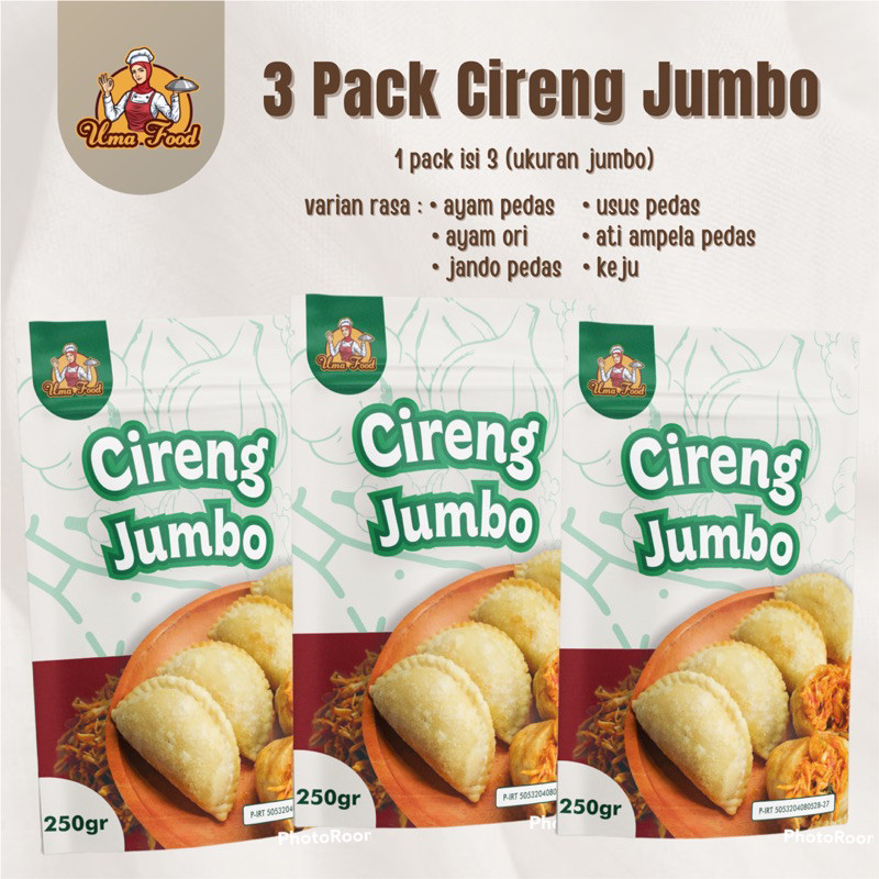

3 PACK CIRENG (((JUMBO))) ISI AYAM SUWIR PEDAS / CIRENG JANDO PEDAS / CIRENG USUS PEDAS / CIRENG ATI PEDAS / CIRENG KEJU MOZZARELLA ANTI MELEDAK / CIRENG BANDUNG / CIRENG ISI VIRAL / CIRENG ISI TETELAN SAPI MERCON / CIRENG JELETOT BANDUNG UMAFOOD