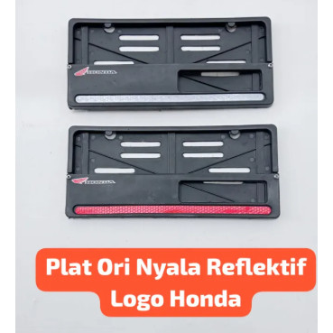 Dudukan Tatakan Rumah Cover Plat Nomor Motor List Ori Nyala Reflektif Logo Honda Universal Beat Vari