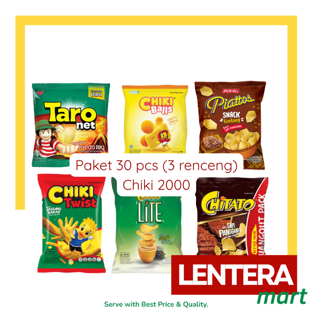 

[PAKET 30 CHIKI] Chiki Random Taro/Piattos/Chitato/Chiki Balls/Chiki Twist 30 pcs LenteraMart