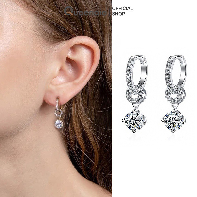 Queenaie Anting Permata Berlian Perak Anting Tusuk Emas Muda Anti Karat Anting Hipoalergenik