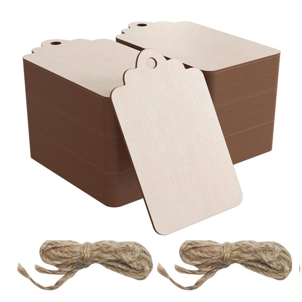 

Rectangle Nature Wood Slice Blank Tags With Rope Wooden Hanging Label for DIY Craft Painting Wedding Birthday Party Decor