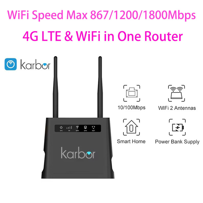Karbor 4g Lte Wireless Wifi6 Mobile Hotspot Dualband Wifi Router with Sim Card Slot  RJ11 RJ45 4g Wi