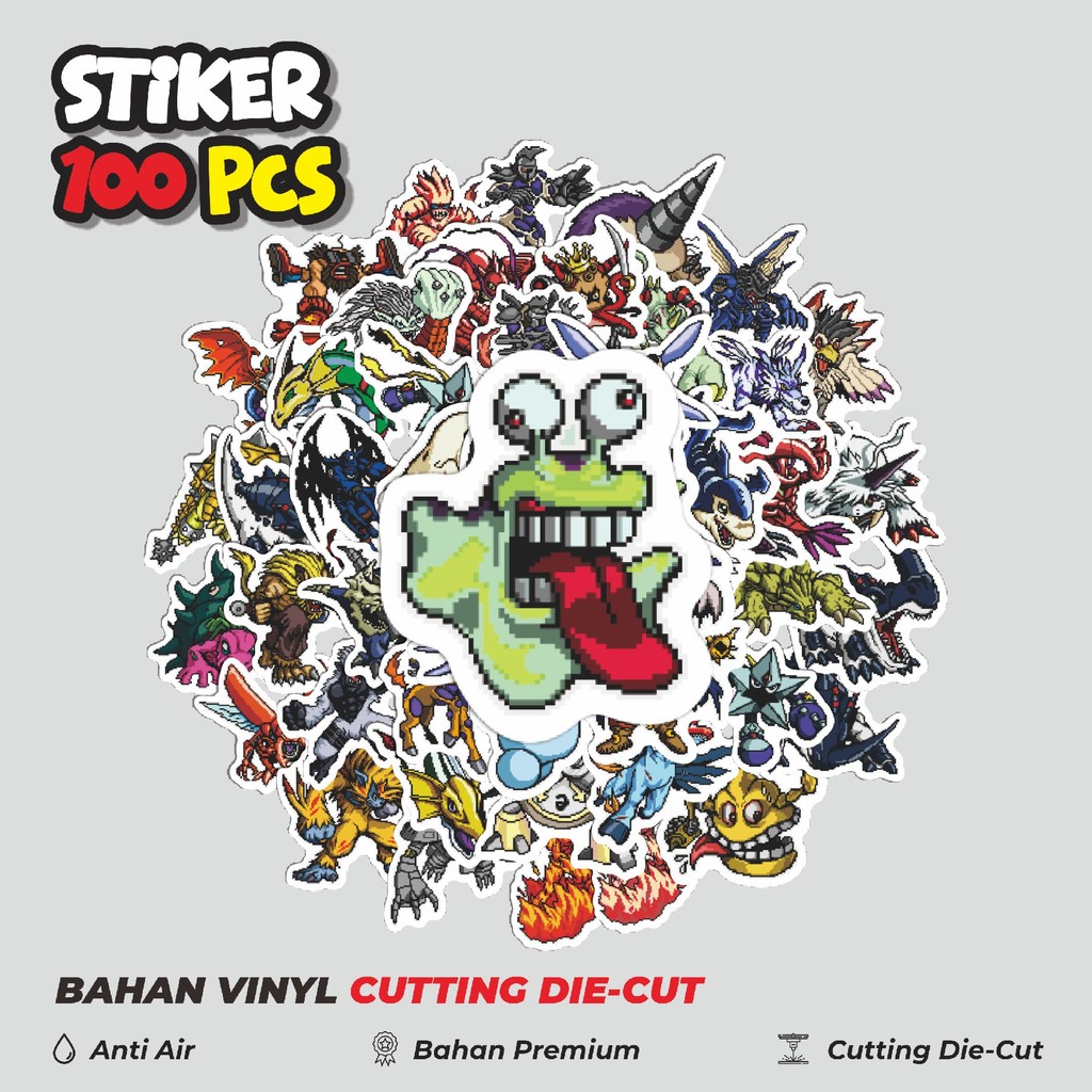 

Terbaru! 50 pcs Stiker Pixel Digimon V67 Dekorasi Lucu Kreatif untuk Notebook, Skateboard, HP
