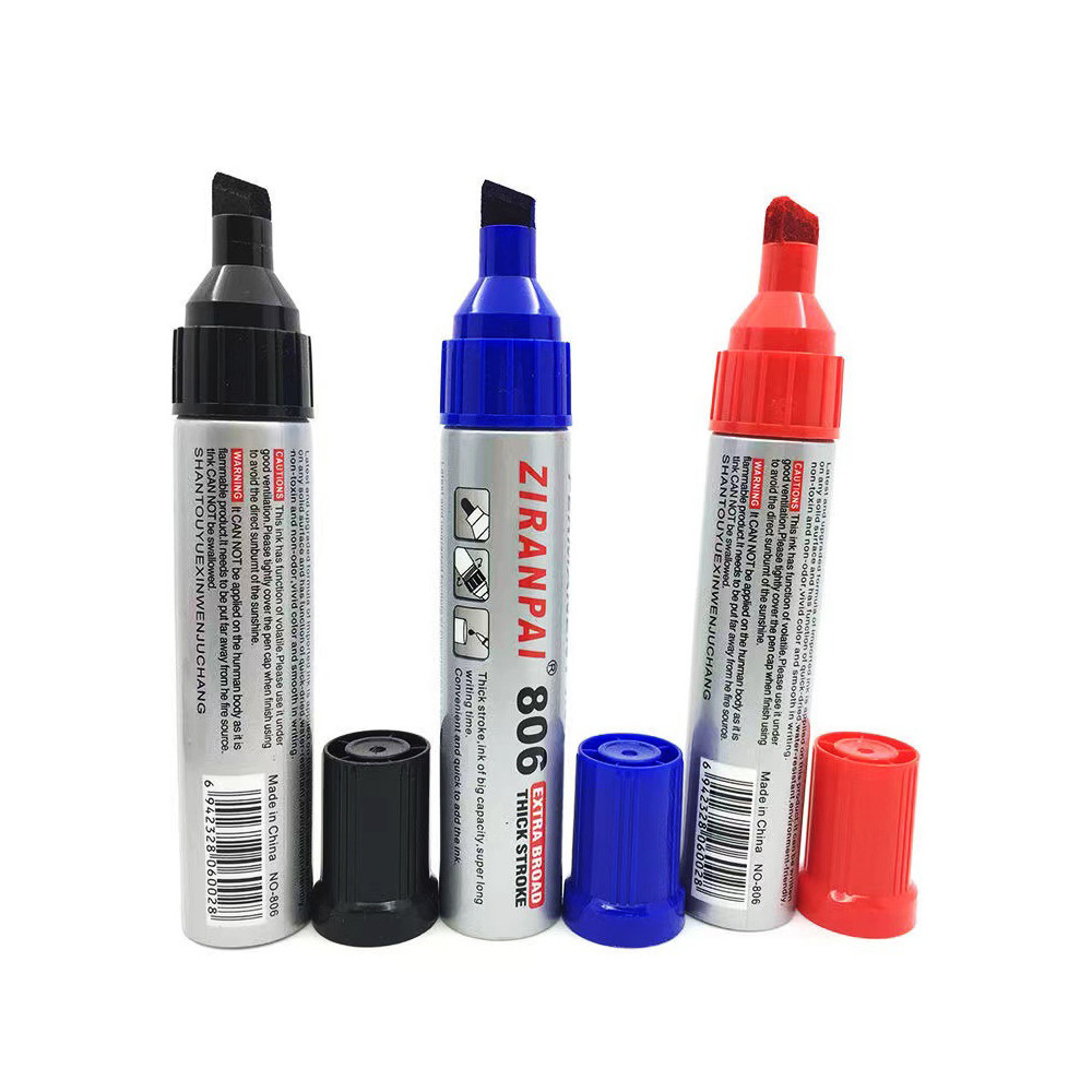 

3 Color Large-Capacity Marker 10mm Nib Oil-Based Big-Ended Marker Pen Refillable Waterproof Non-Erasable