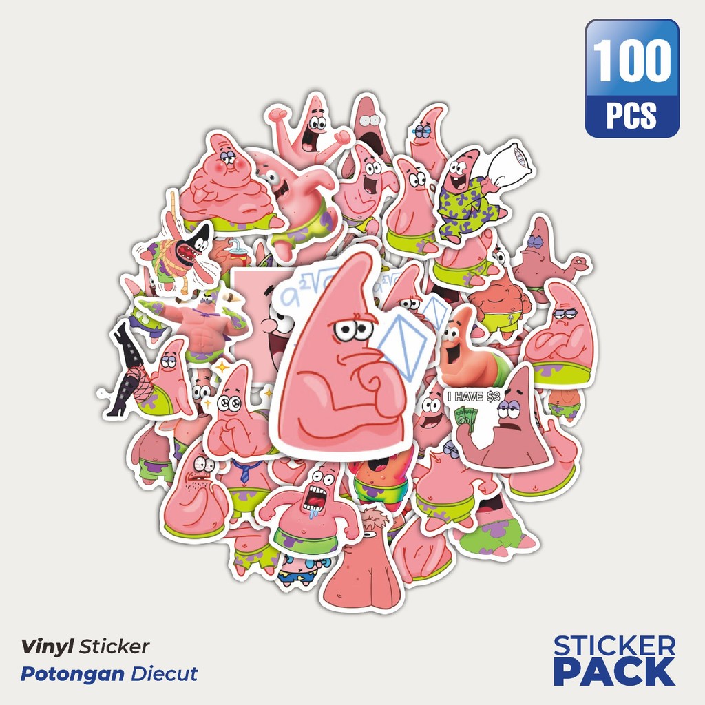

Super Hemat! 100 PCS Stiker Kartun Patrick Star V1 Waterproof Aesthetic- Untuk Laptop, Motor, dan Helm - Paper Stationery Pack