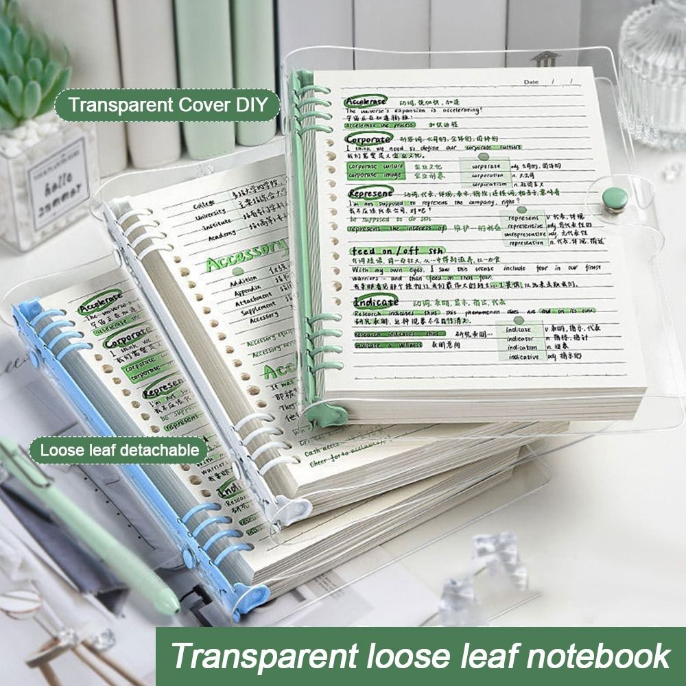 

Portable A5 Binder Notebooks Loose-leaf Transparent Note Pads Daily Weekly Planner Sketchbook Memo Book School Office Supplies