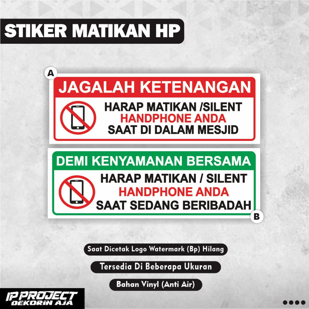 

Sticker Matikan Hp saat Beribadah / Sticker Matikan Handphone di dalam mesjid / matikan handphone saat khutbah / Matikan Telepon / Matikan Telpon
