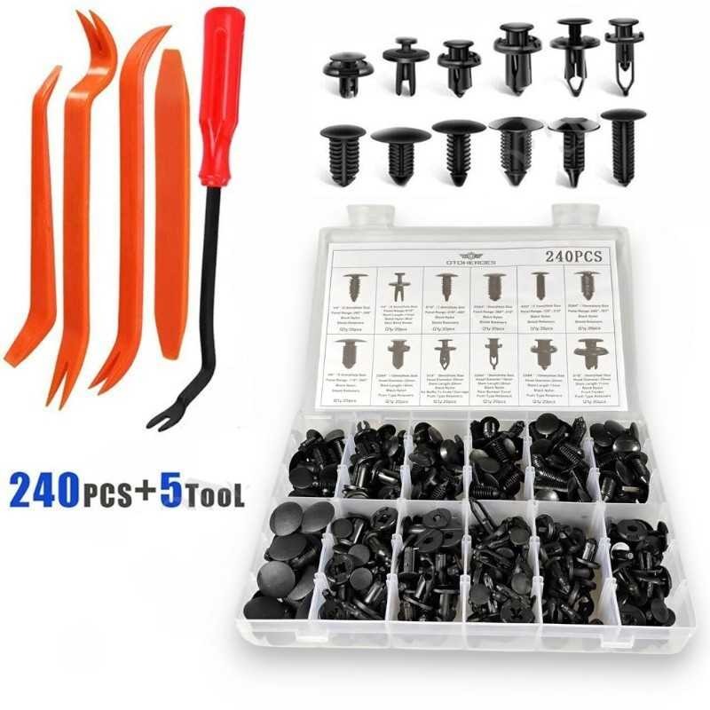 

OTOHEROES Baut Rivet Mobil Joint Clip 240 PCS with 5 PCS Pengungkit - HE01 -MR