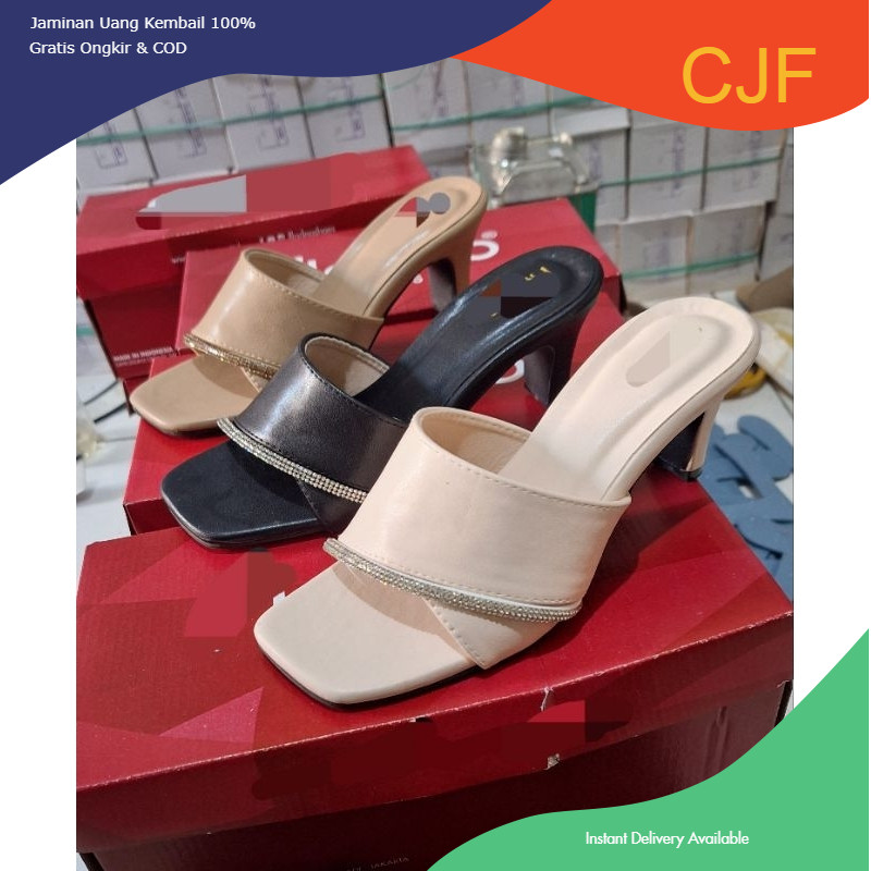 CJF FLD Sandal wanita kokop tali ulir permata tinggi 5cm terbaru