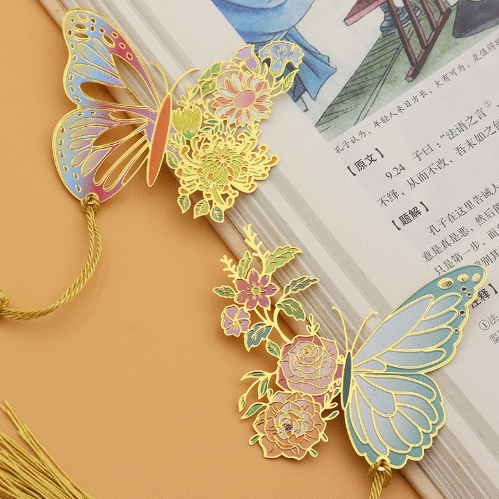 

1pcs Beautiful Butterfly Bookmark Retro Metal Bookmarks Chinese Style Aesthetic Stationery Book Lover Gifts Reading Accessories
