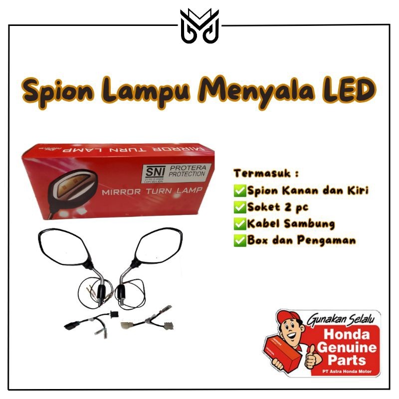 Baru ORI AHM - Spion Lampu Menyala Spion LED (Beat, Genio, Vario, dll)