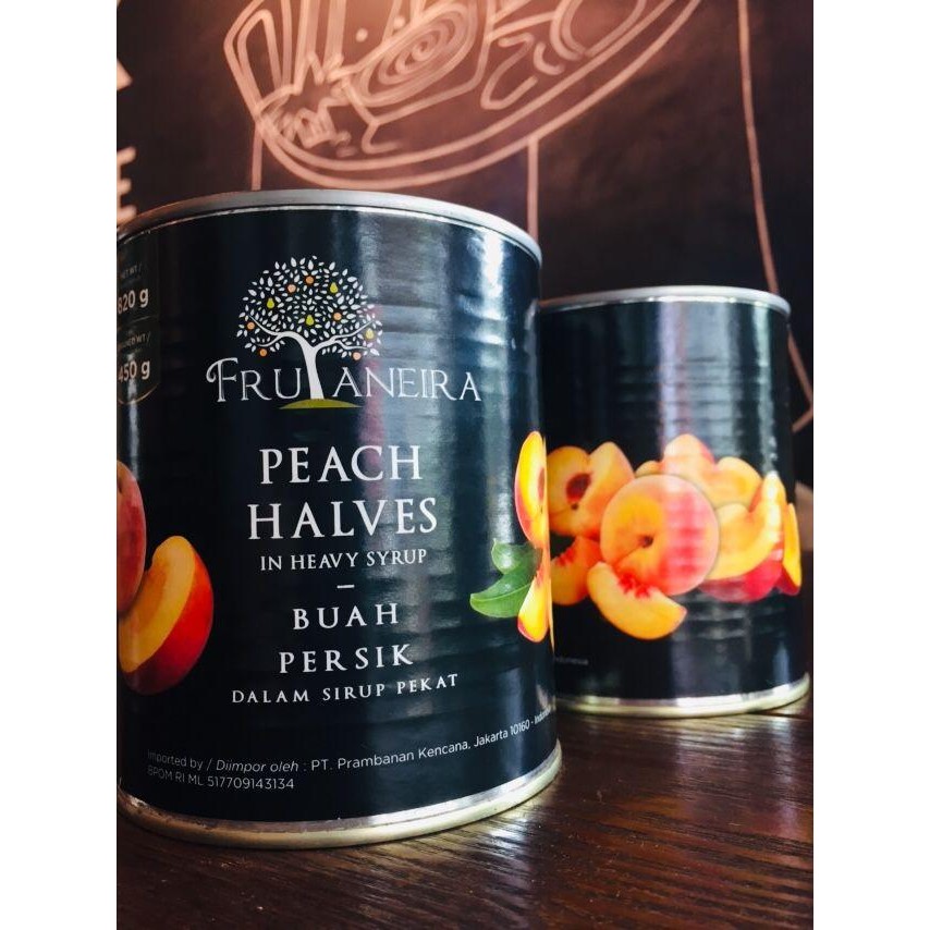 

Promo buah persik kaleng frutaneira Peach Halves 820gr
