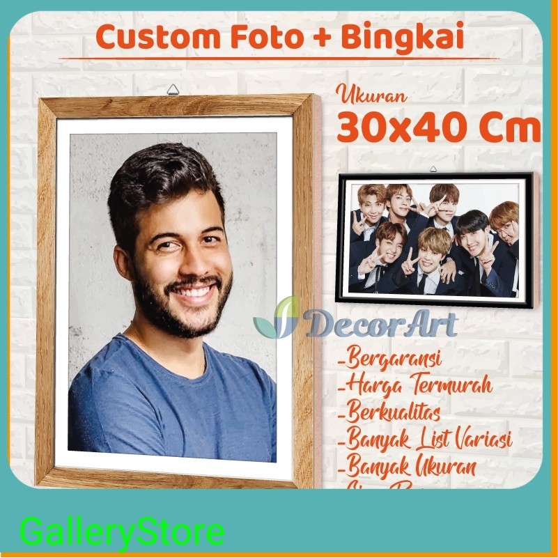 [CUSTOM] 30X40 Cm - PREMIUM Custom Foto Plus Bingkai Siap Pasang Media Papan MDF
