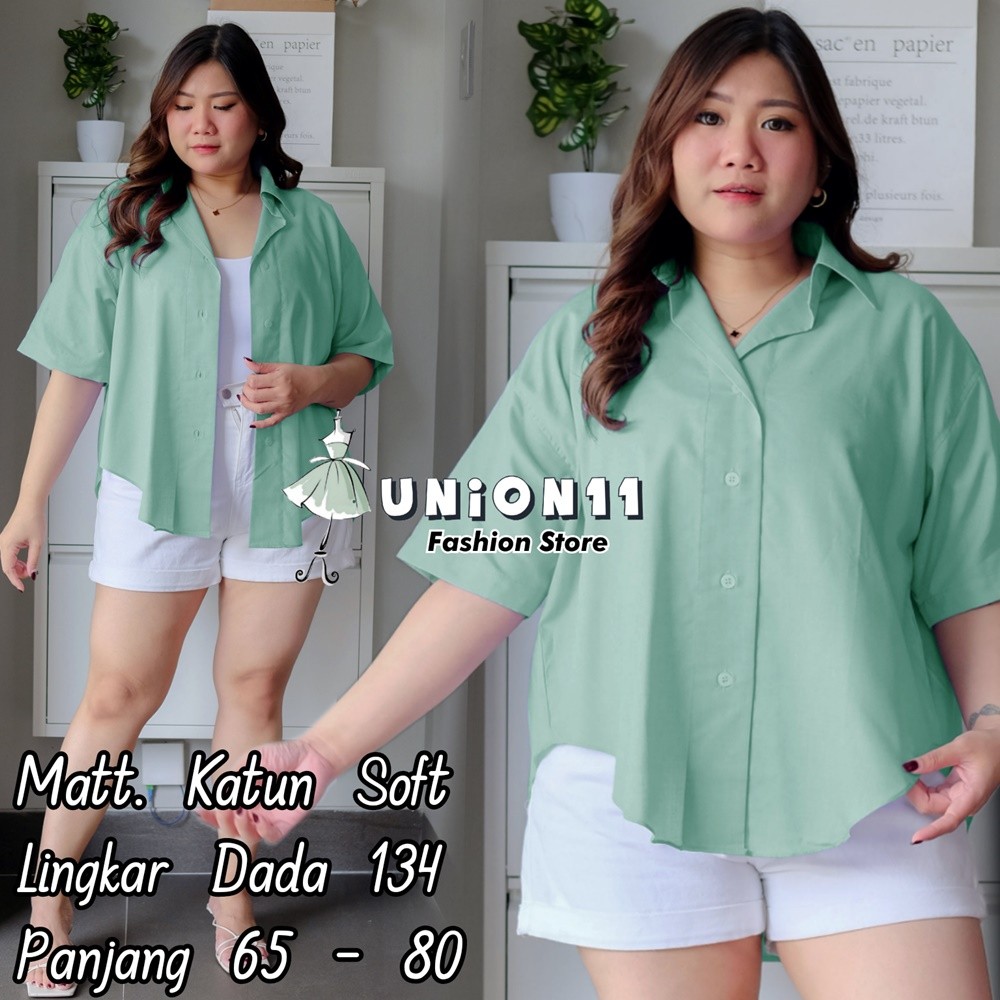 [𝗗𝘆𝗻𝗮𝗿𝗮]  KEMEJA JUMBO XXXXL WANITA LD 130 /  ATASAN JUMBO WANITA LD 130 / KEMEJA WANITA JUMBO LD 13