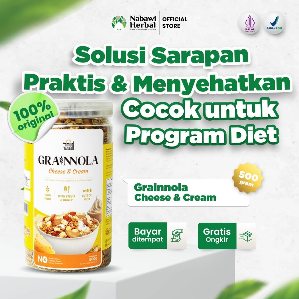 

TIMUR TENGAH - Granola Grainnola Cheese & Cream 500gr - Sereal Sarapan Sehat Rendah Kalori
