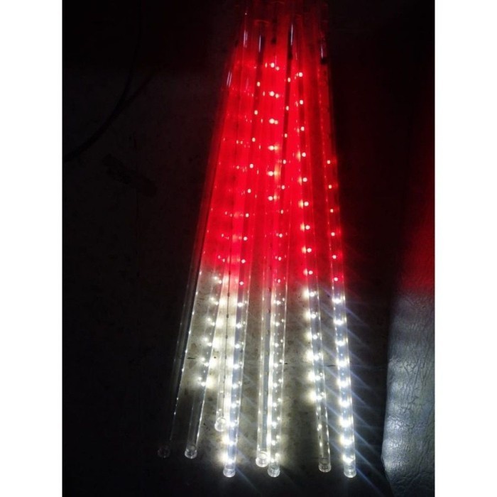 Lampu Meteor LED Hujan 50cm Merah Putih - Lampu Meteor Hias Led Batang Merah Putih RGB new