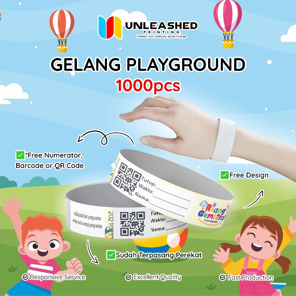 

Gelang Playground 1000 Pcs Indoor | Custom Wristband