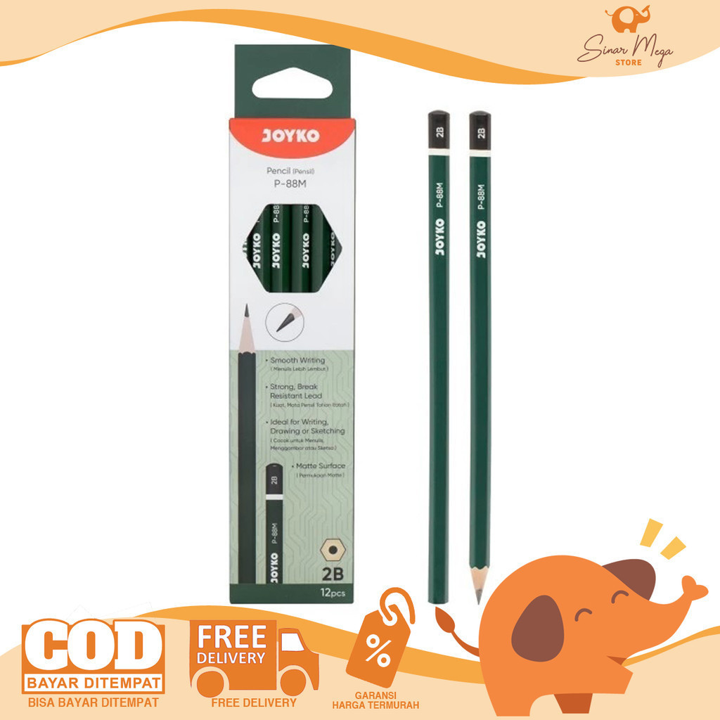

Joyko Hexagonal Grip Pencil P-88M - Pensil 2B LUSINAN For Computer Murah