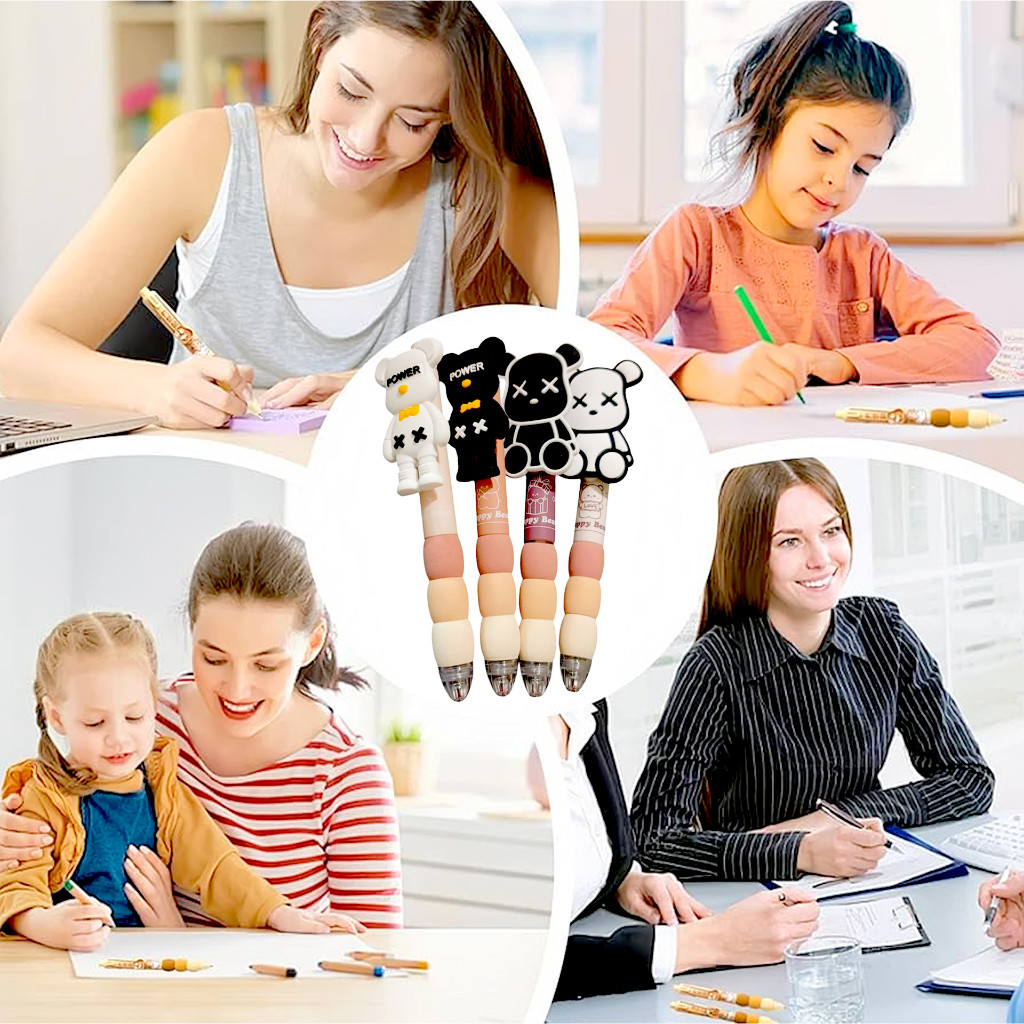 

Pulpen Pena Jel Mekanik Sekolah Anak Aesthetic Pencet Cetek Tekan Motif Karakter Kartun Beruang Happy Bear Kawaii Cartoon Retractable Gel Ink Pen