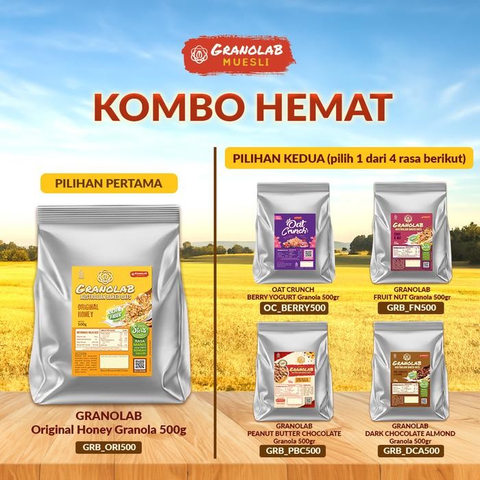 

BEST SELLER Paket Bundling isi 2pcs | GRANOLAB 500gr | OAT CRUNCH 500gr - GRB_ORI500, ORI500