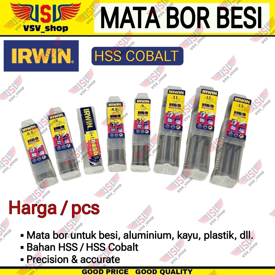 IRWIN Mata Bor Besi HSS Drill Bit 6,5mm-10mm Mata Bor Cobalt HSS Cobalt HARGA SATUAN