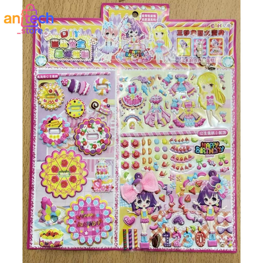 

Sticker Dress Up Princess Cake Birthday Stiker Bongkar Pasang Mainan Anak-Anak