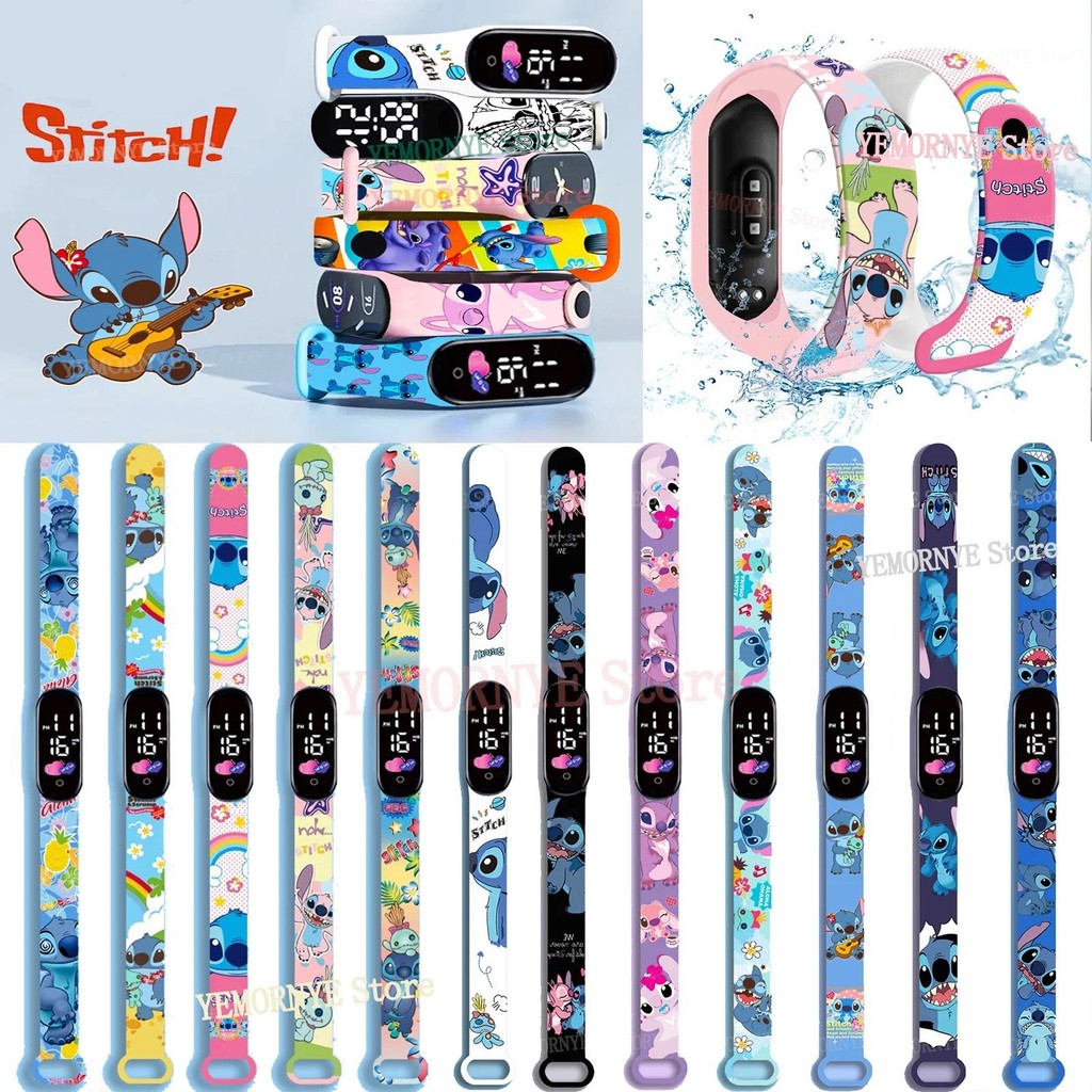 

Disney Stitch Digital Kids' Watches Anime Figures LED Luminous Watch Touch Waterproof Electronic Sports Watch Kids Birthday Gift