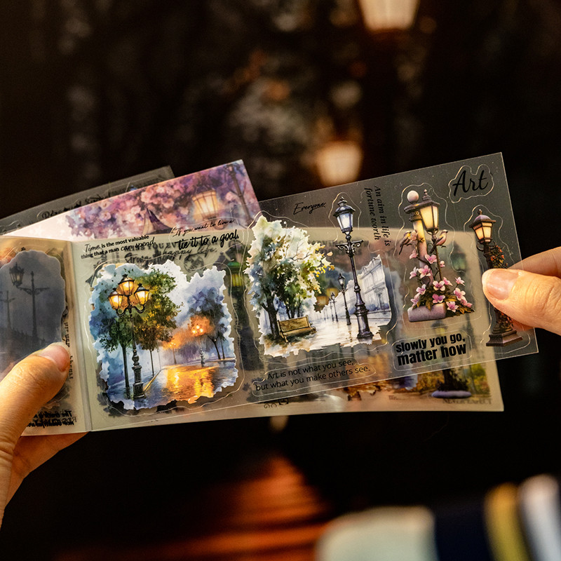 

18pcs Large size Starry Night Light Die-cutting PET Sticker book DIY Scrapbook Album Diary Stationery Decoration Sticker