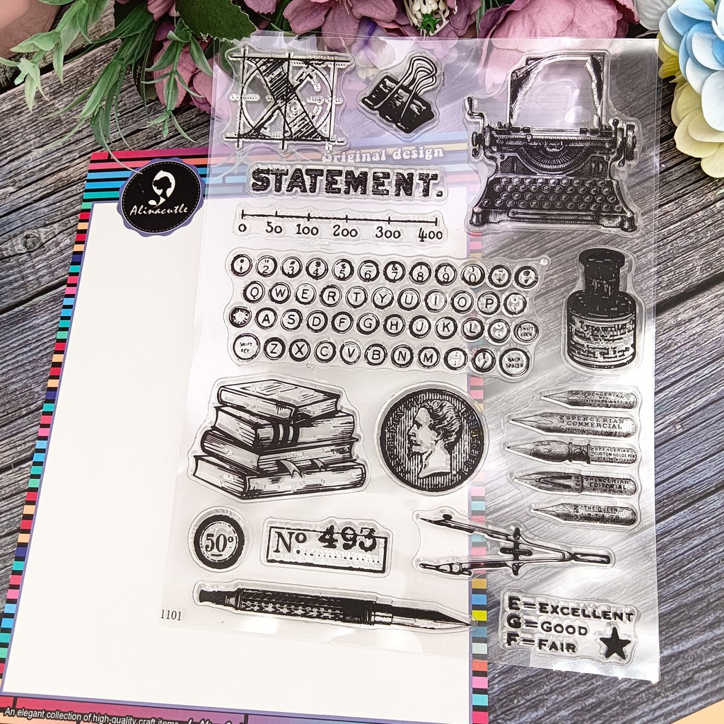 

1pc Keyboard Books Pen Learning Tools Clear Stamp, Silicone Transparent Stamps for Paper Craft Handmade Card Making DIY