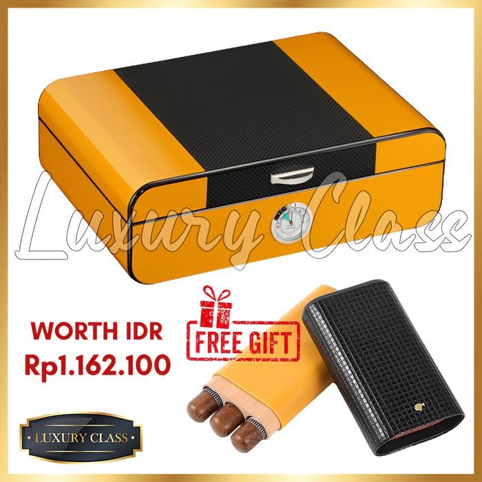 Cohiba Humidor Cedar Wood Box Hygrometer 35ct, Kotak Humidifier