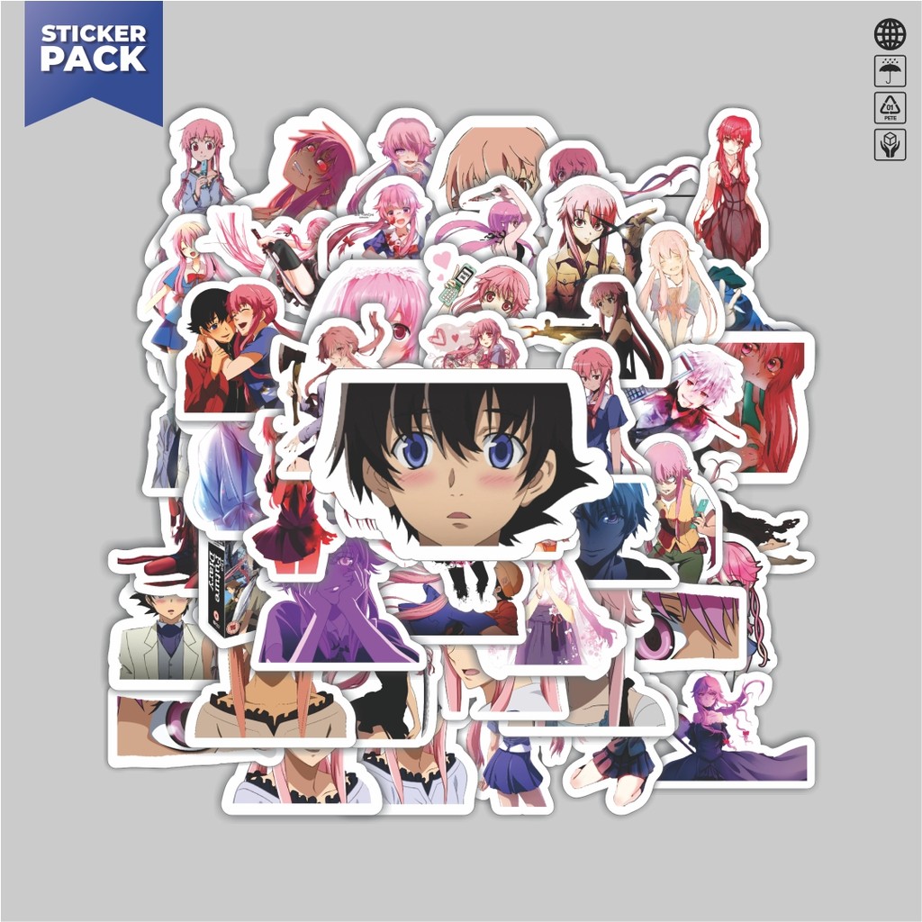

[100PCS]Stiker Pack Stiker Anime Series Mirai Nikki Karakter Mix 2 Aesthetic Vinyl Anti Air Dekorasi Sticker Laptop Buku Journal Koper Helm Casing HP Gitar Helm Skateboard