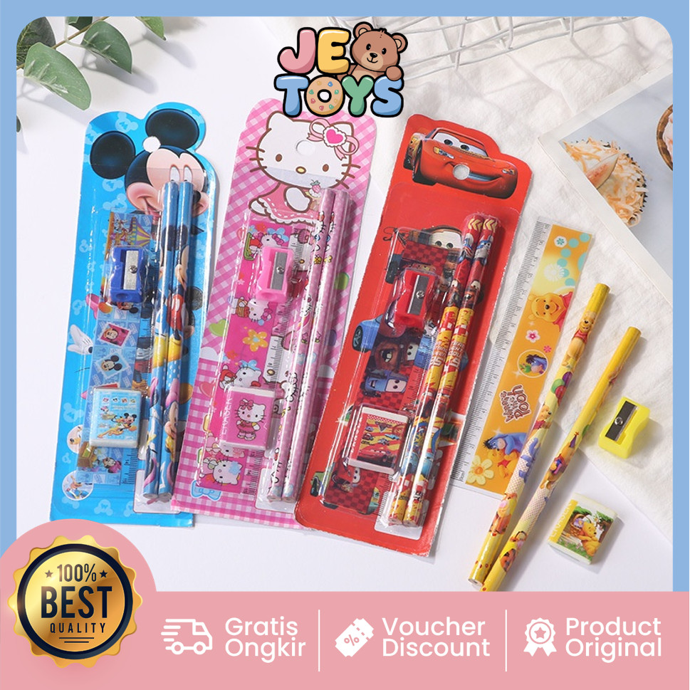 

JE TOYS S5686 Stationary Set 5 in 1 Karakter Set Alat Tulis Pensil Alat Tulis Sekolah Paket Alat Tulis Mini Stationary