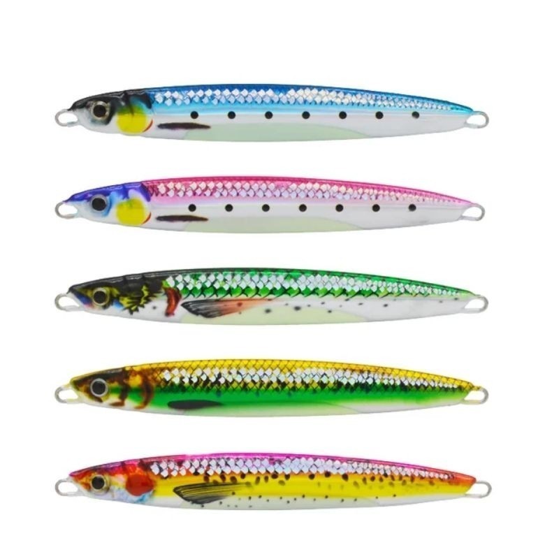 metal jig kualitas tinggi | umpan pancing jigging 60 80 100 gram UV Effect dan GID umpan jigging rea