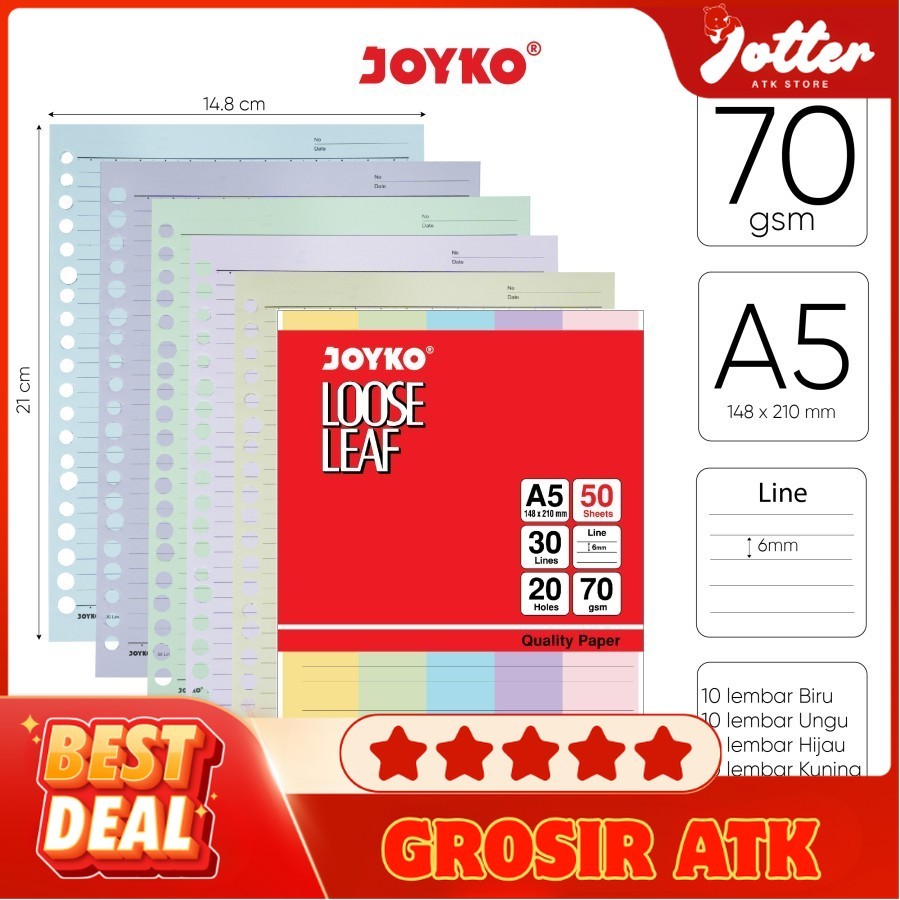 

LOOSE LEAF A5-101CO-50 JOYKO 50SHEETS (192) - AM | Jotter Grosir ATK