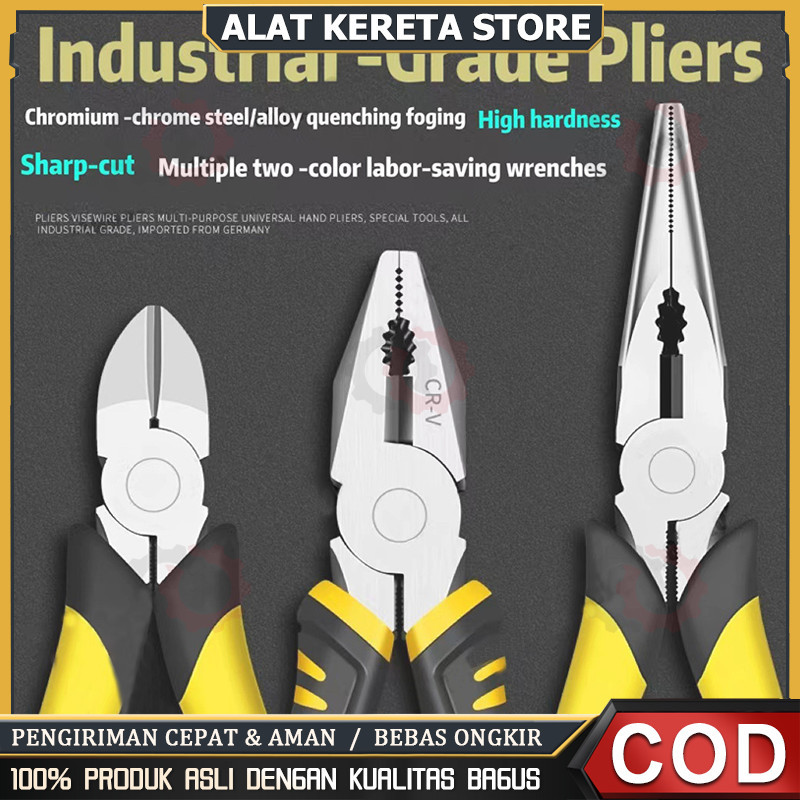 

NEW 3 pcs Tang Tugas Berat 8 Inchi Set Alat Tang Hidung Panjang Set Tang Hidung Panjang Alat Tang Tugas Berat Catok (Pemotong kawat 8 inci + tang hidung tajam 8 inci + tang rahang diagonal 6 inci) PREMIUM