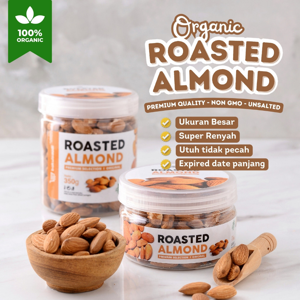 

Kacang Almond Panggang Organik Kupas Premium Roasted Almond Organic Original Natural Terlaris