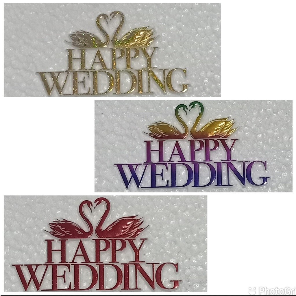 

*AMJ* (ISI 25PCS) CAKE TOPPER HIASAN KUE JUMBO "HAPPY WEDDING" motif ANGSA "KTI297" NEW