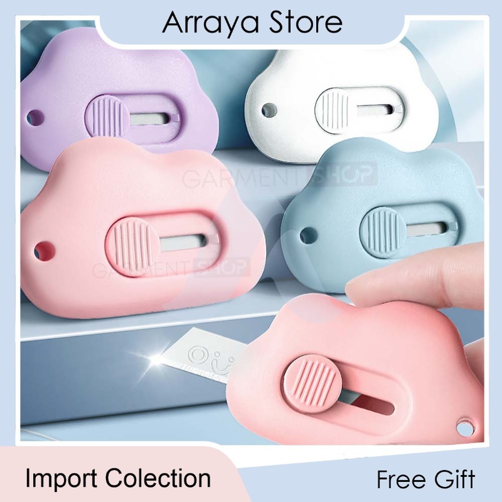

Cutter Mini Lucu Model Awan Pembuka Paket Estetik Pisau Silet Portable Pemotong Solasi Lakban Kertas Warna Warni 【Arraya Shop】