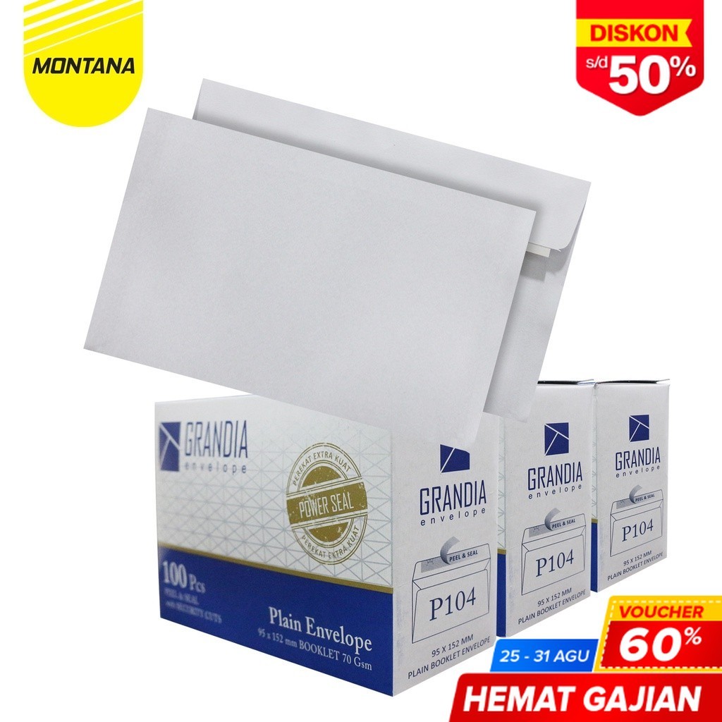 

MONTANA Grandia Amplop Putih 104 95 x 152 mm 1 Box Plain Envelope Paperline