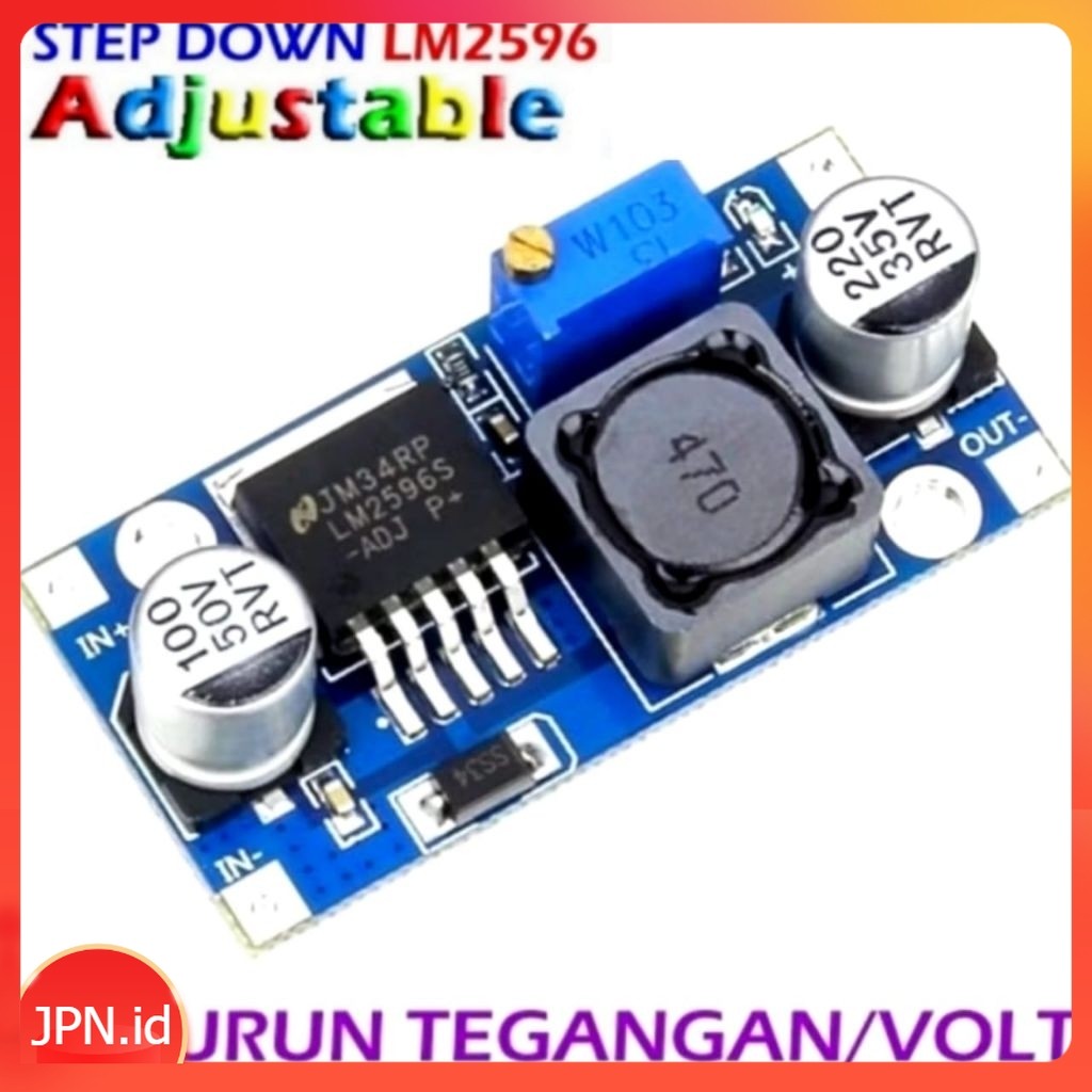 Kit LM2596 LM2596S Adjustable DC-DC Step Down Modul input 3-40V with Led Indicator - JPN