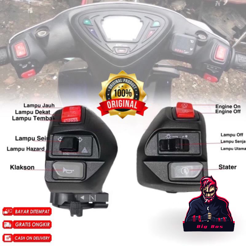 Saklar Set Mio Aerox Kiri Kanan Domino Vietnam Komplit Engine Plus Hazard Saklar Aerox New Aerox Old