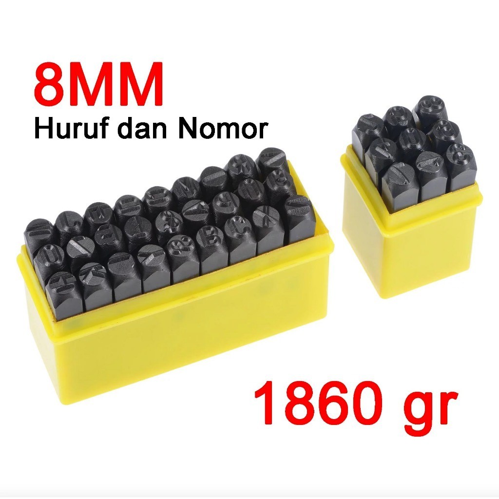 8mm Stempel Cetakan Huruf Nomor Number Letter Punch Set 36pcs Angka Dan Huruf Ketok Besi Printing