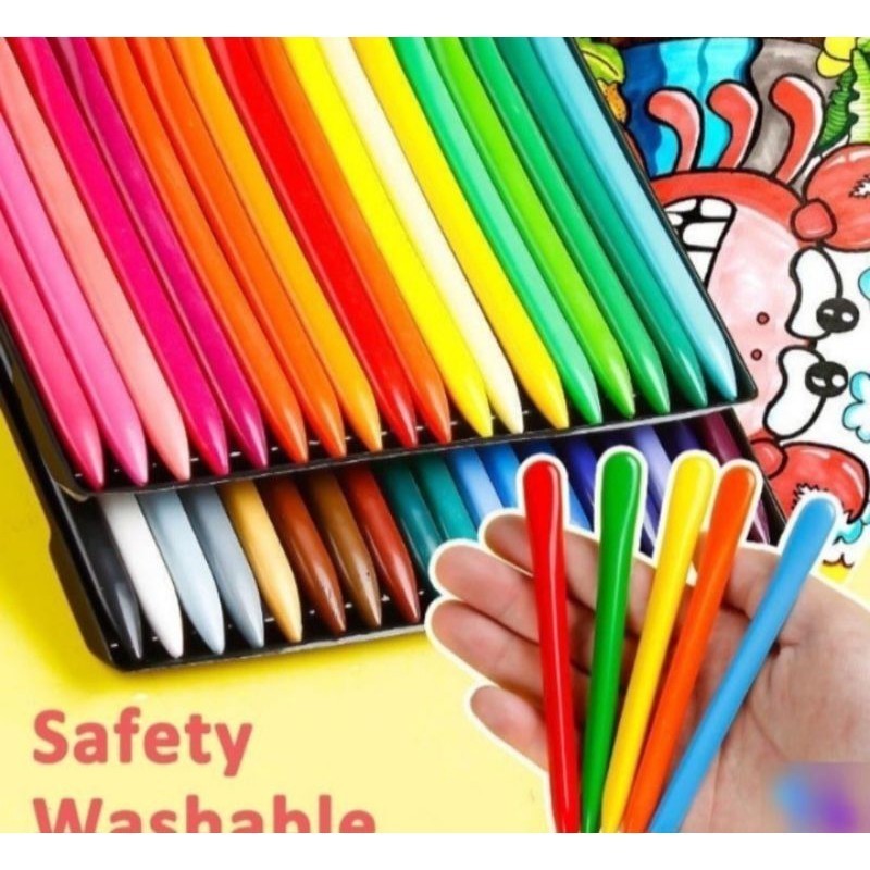 

Krayon plastik/krayon mewarnai tahan air anak/set krayon segitiga warna 12/24/36/tangan anti kotor