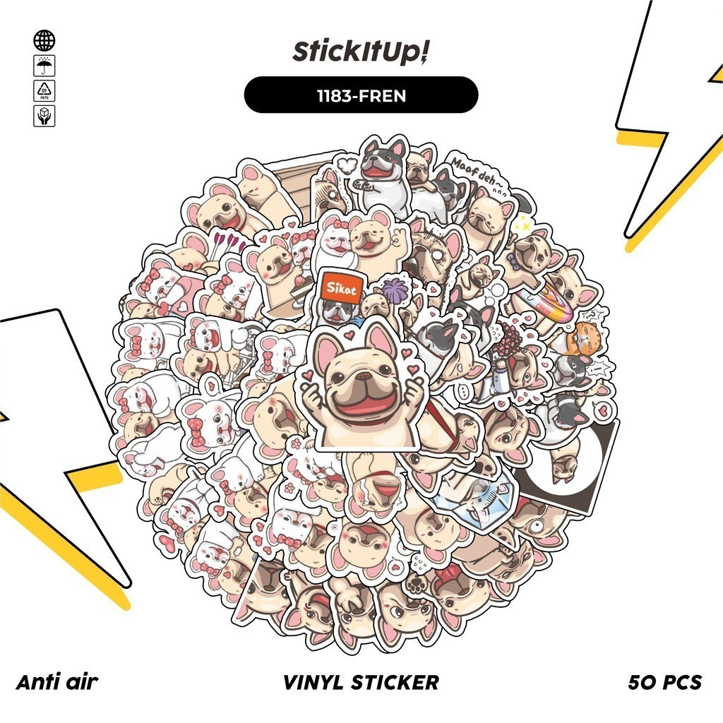 

COD✨ 100 Pcs Stiker French Bulldog Lucu Anti Air Untuk Dekorasi Notebook Sepeda Skateboard Handphone DIY