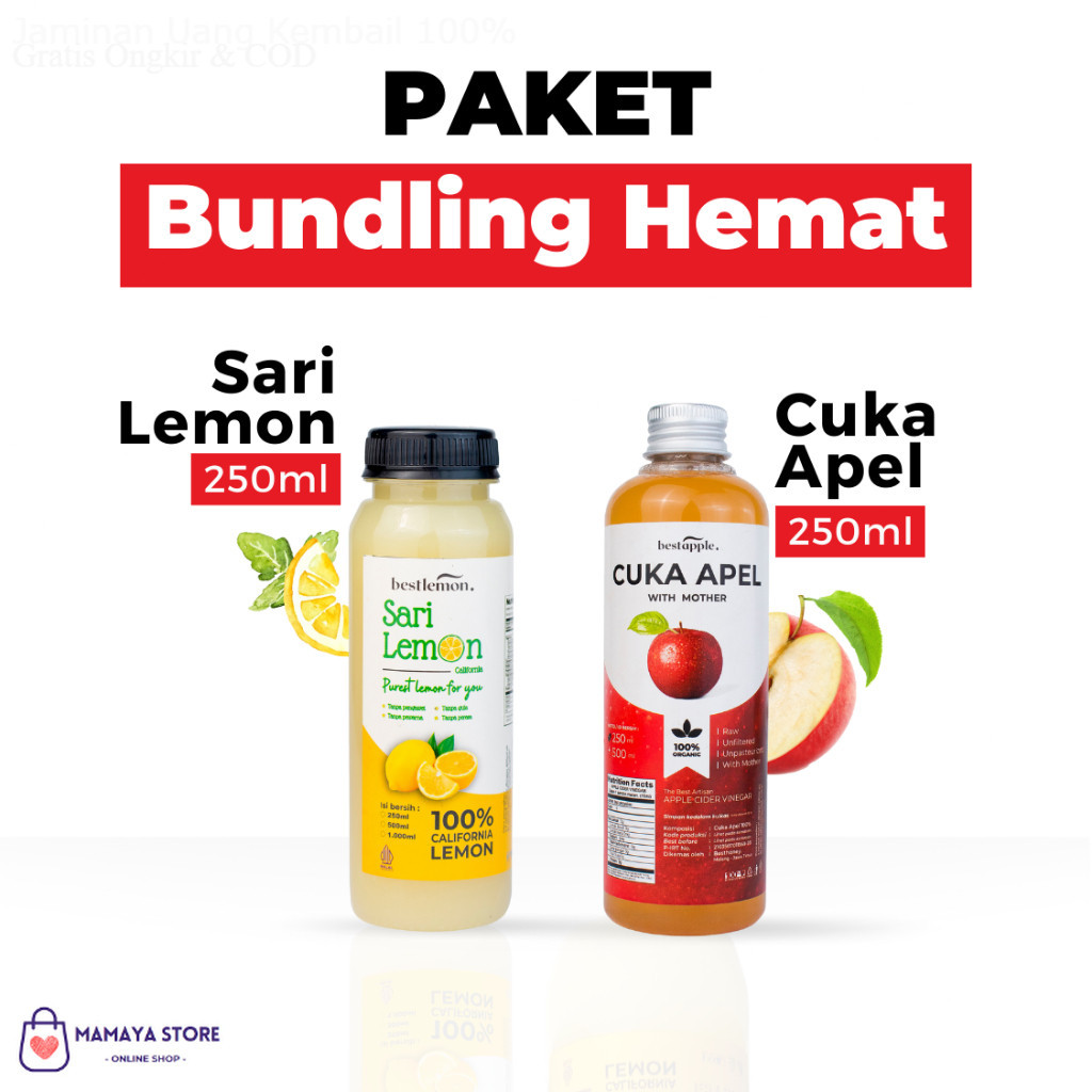 

Paket Bundling Diet Sehat - Paket Bundling - Cuka Apel 250 ML dan Sari Lemon 250 ML Murni