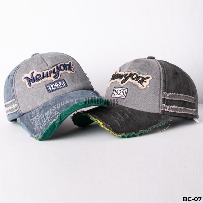 Topi baseball vintage pria wanita aksen robek original premium - planet jeans BC07
