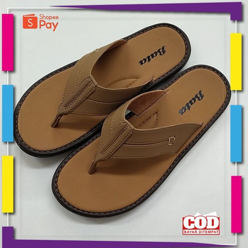 [PREMIUM ORIGINAL] Sandal Japit Pria BATA Promo Spesial Terbaru | Sandal Best Seller Bahan Kulit Pu 