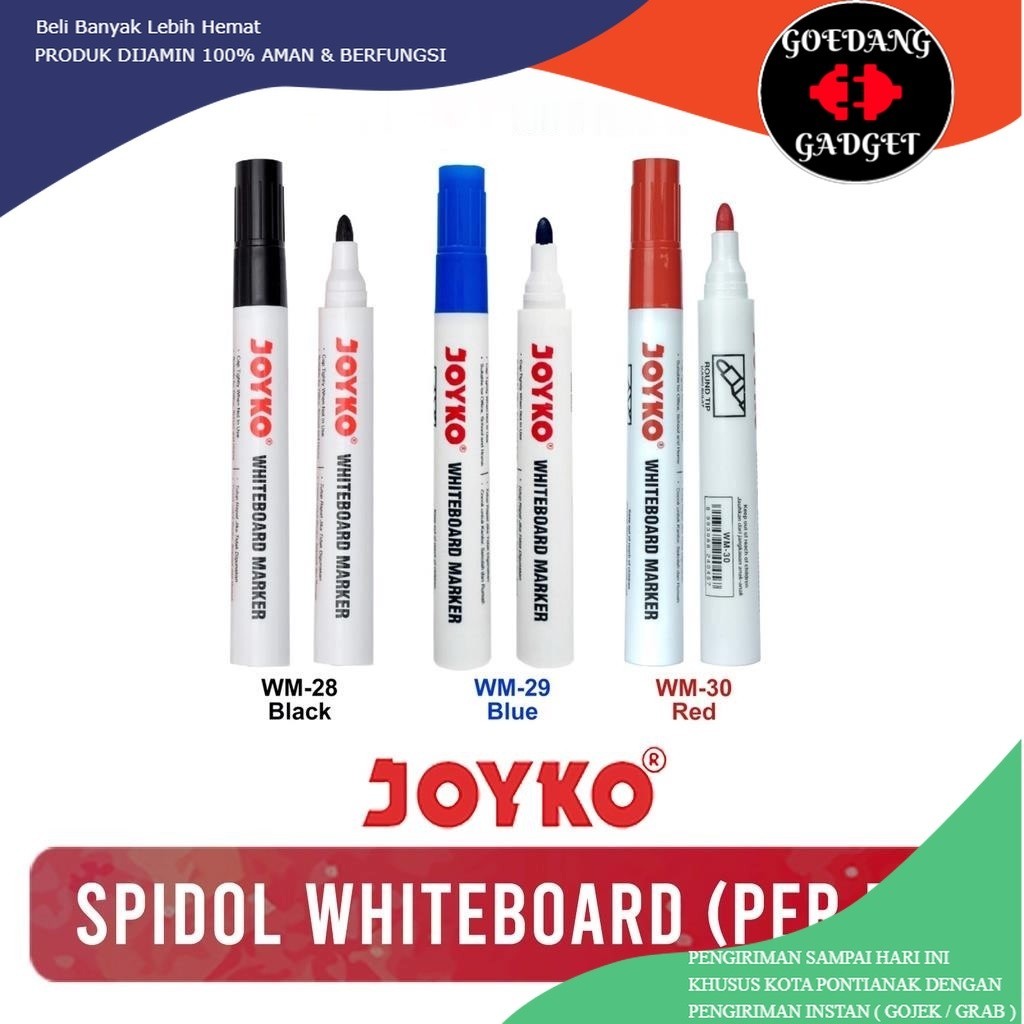 

(CEK WARNA) WM SPIDOL JOYKO WHITEBOARD MARKER PAPAN TULIS WM-28 WM-29 WM-30 AWET BISA DIHAPUS AMAN