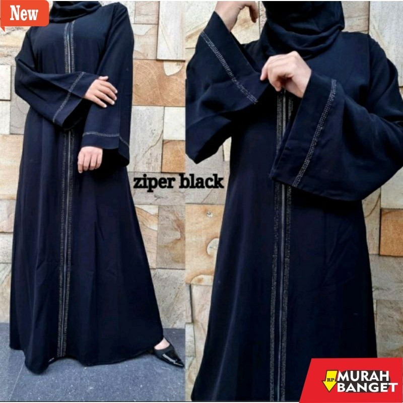 abaya shopee haul 2024 Abaya Arabia ZIPER BLACK /ZIPER SAMIAi Mix List Full Swaroski and JettBlack S